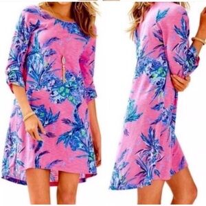 Lilly Pulitzer Out On A Limb Surfcrest Pink and Blue Dress Size Large